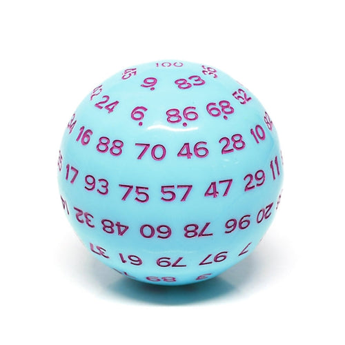 "Blue Jay" Single 100 Sided Polyhedral Dice (D100) | Blue (45mm) Purple