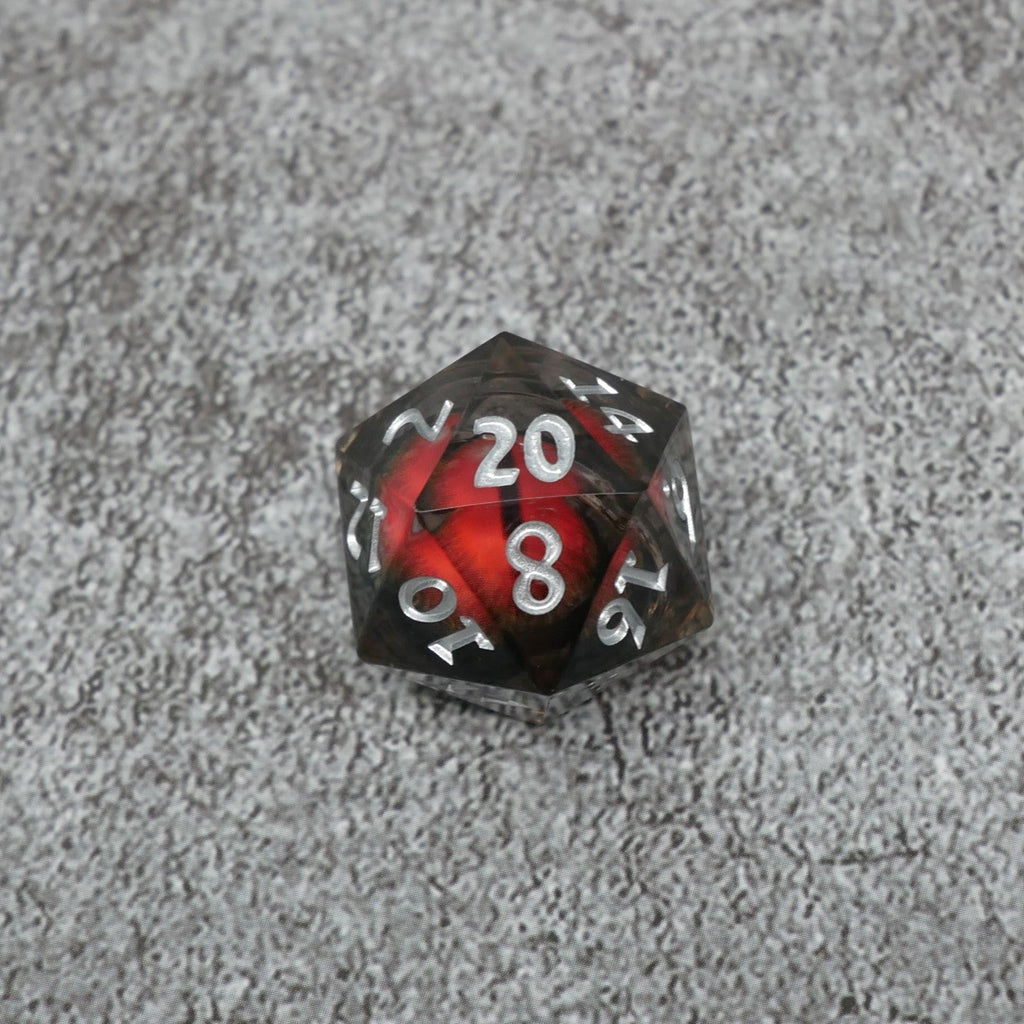 Smaug's Eye |  7 Piece Moving Eye DnD Dice Set | Acrylic RPG Gaming Dice